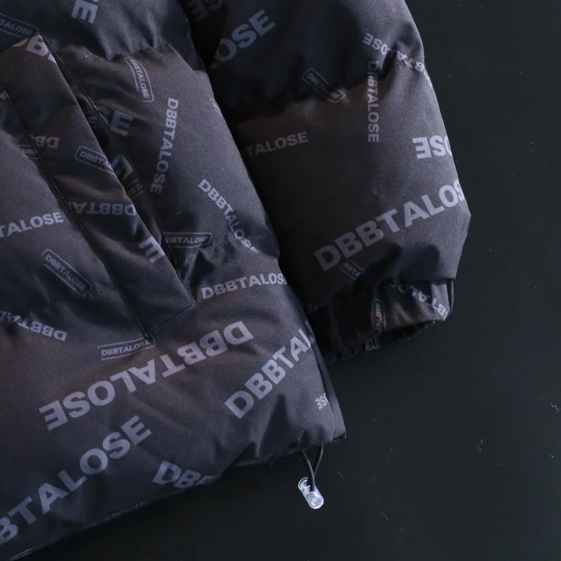 2022 Men's  Puffer Jacket Streetwear Stand Collar Ripstop Quilted Padded Cotton Jacket Fashion Contrast Winter Jacket for Men