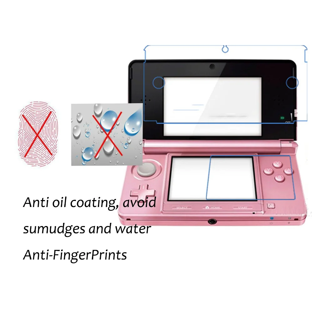 2PCS PET Screen Protector For Nintendo 3DS HD Clear Explosion-proof Game Console Screen Protective Film Water-proof  NOT Glass