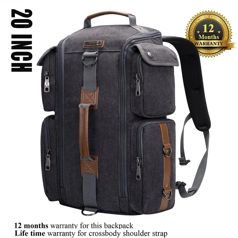 Travel Backpack for Men Carry On Canvas Backpack Outdoor Duffel Bag 6661 Black