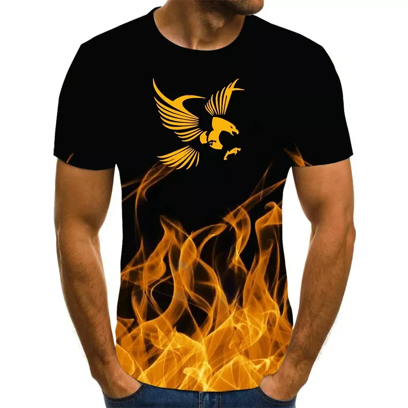 

NEW IN brand Eagle print 3D T-shirt street style Punk Rock Gothic T-shirt Harajuku fashion casual short sleeve loose top 6XL