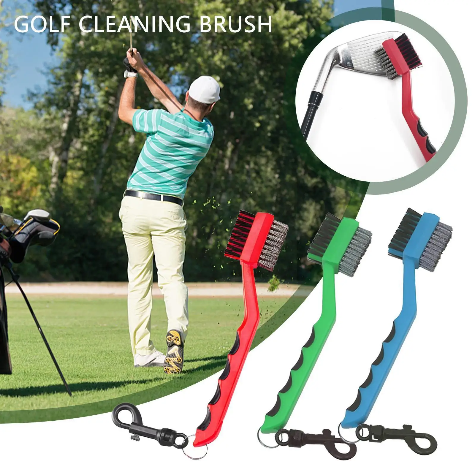 

Sports Golf Cleaning Brush 2 Sided Brass Wires Nylon Brush Color Groove Ball Golf Cleaner Club Tools 3 X4Z0