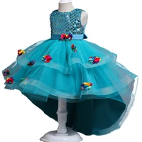 teenagers party dresses baby girls patchwork 3d flowers mesh tutu skirt 3 12t kids piano clothes bow knot sequins dancing dress