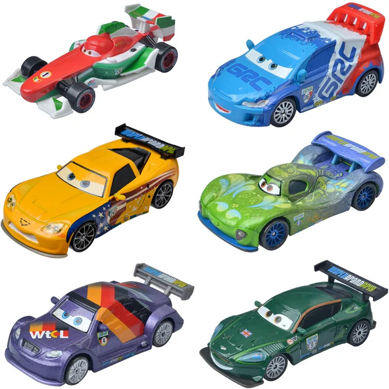 Disney Pixar Cars 2 3 Lightning McQueen Francesco Max Schnell 1:55 Diecast Metal Alloy Model Toys For Children's Birthday Gift