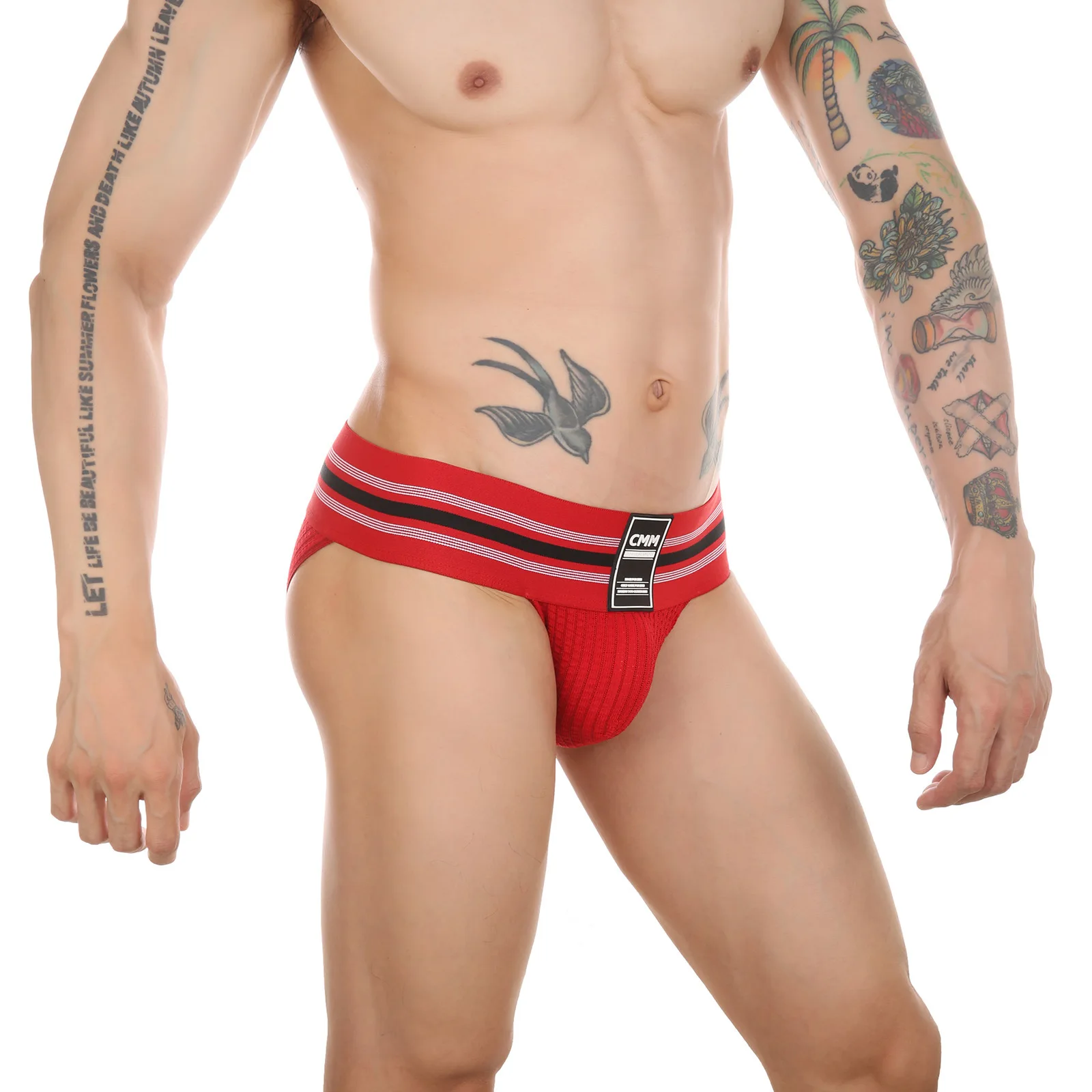 Men's Super Wide Waist Underwear Trend High Fork Rainbow Briefs High Bounce Personality Sports Fitness