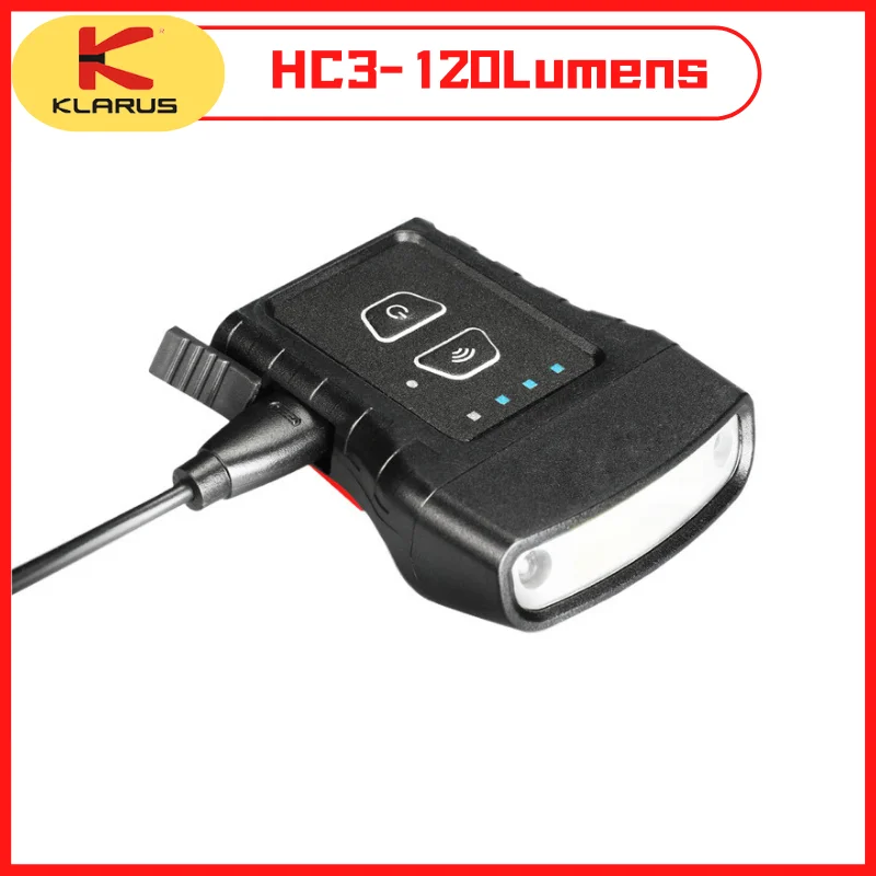 

Klarus HC3 Motion-Sensing Visor Clip Lamp 100Lumen USB Rechargeable COB+LED Headlamp 27H Runtime Built-in battery Headlight