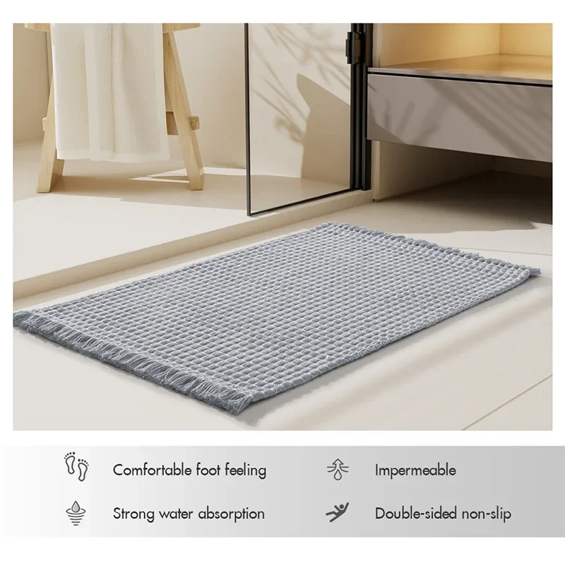 Коврик для ванной в стиле бохо с кисточкой маленький хлопковый тканый рандомный