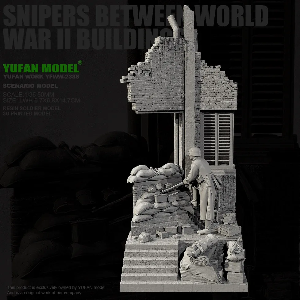 Фото YUFAN MODEL 1/35 Солдат из смолы (полный комплект), белая модель для самостоятельной сборки и покраски YFWW-2388+3D №1