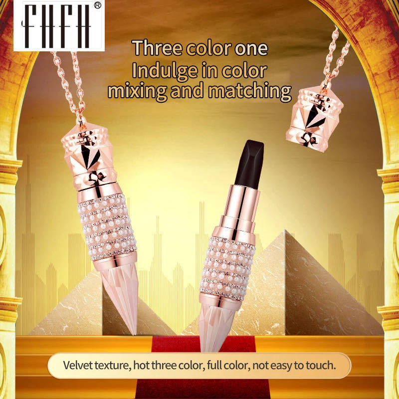 1Pcs Waterproof Diamond Matte Queen Scepter Lipstick 3 In 1 Three Color Long Lasting Lip Stick Moisturizing Makeup Cosmetics - купить по