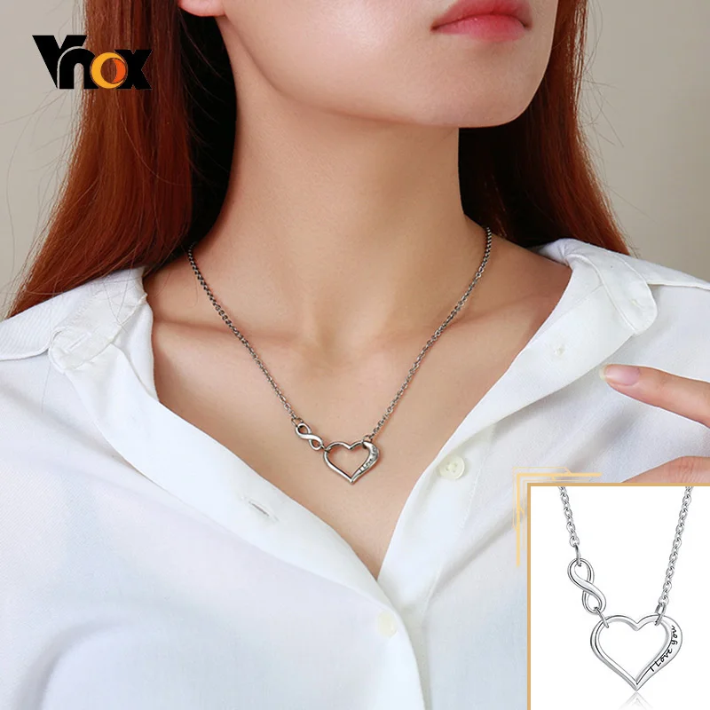 

Vnox Engraved I LOVE YOU Heart Pendant for Women,Stainless Steel Infinity Charm Necklace,Elegant Party Jewelry,Gift for Her