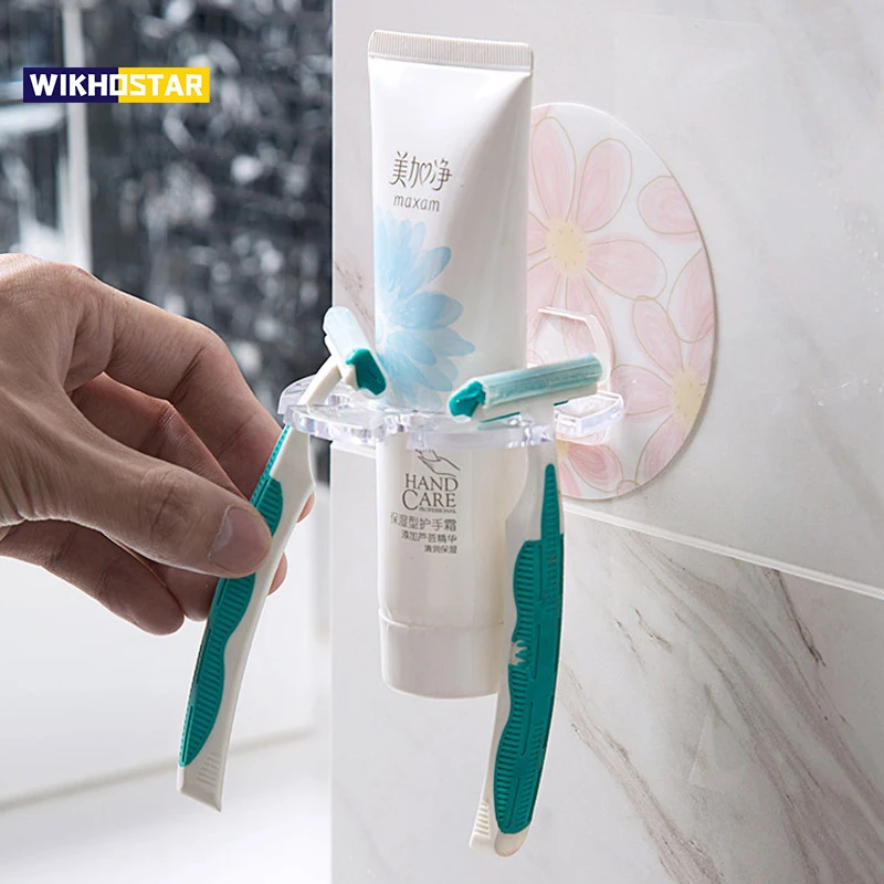 

WIKHOSTAR Cartoon Toothbrush Holder Toothpaste Storage Rack Shaver Tooth Brush Rqack Bathroom Organizer Accessories Tools