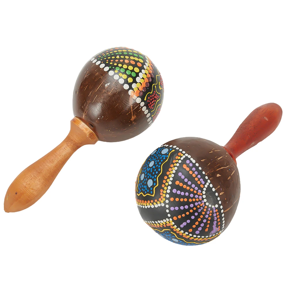 

Brand New Maracas Sand Hammer Coconut Shell Develop Musicality For Band Party Hand Painted Design Percussion Toy