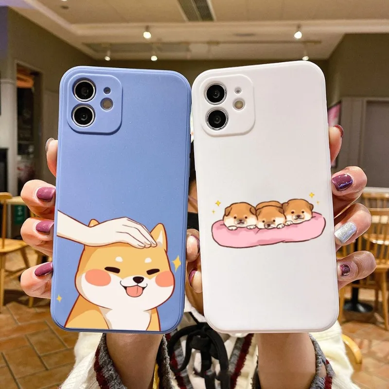 

Cute Cartoon Animal Phone Case For IPhone 14 11 12 13 Pro Max X XR XSMax 6 6S 7 8 Plus SE 2022 Soft Square Color Phone Cover