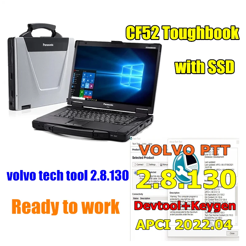 Ноутбук cf52 i5 4 Гб с 2022 Премиум для Volvo Tech Tool 2.8.130 PTT VCADS REAL Development [APCI + 2022,04] с инструментом разработчика
