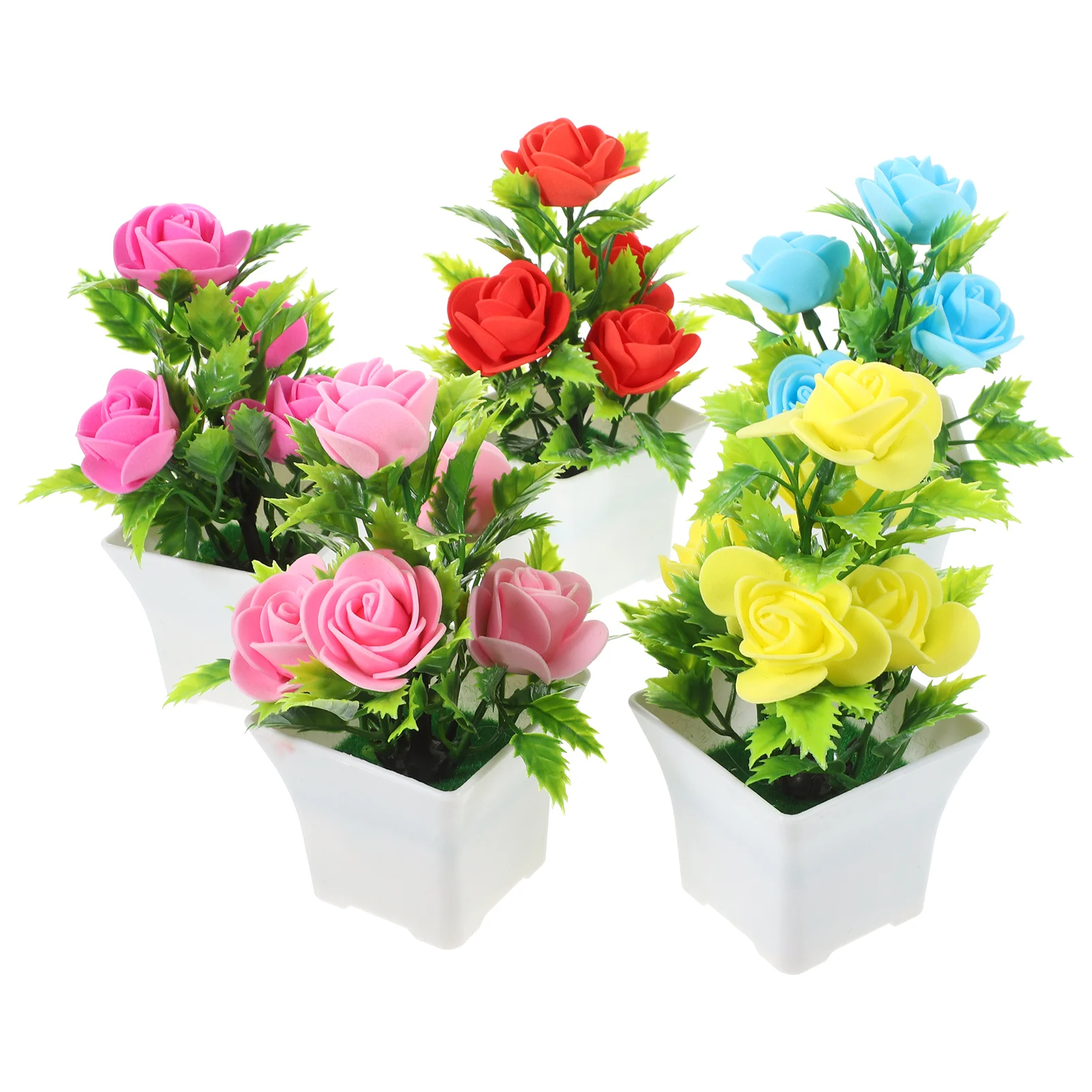 

5 Pcs Artificial Flowers Fake Potted Tabletop Desktop Simulation Simulated Faux