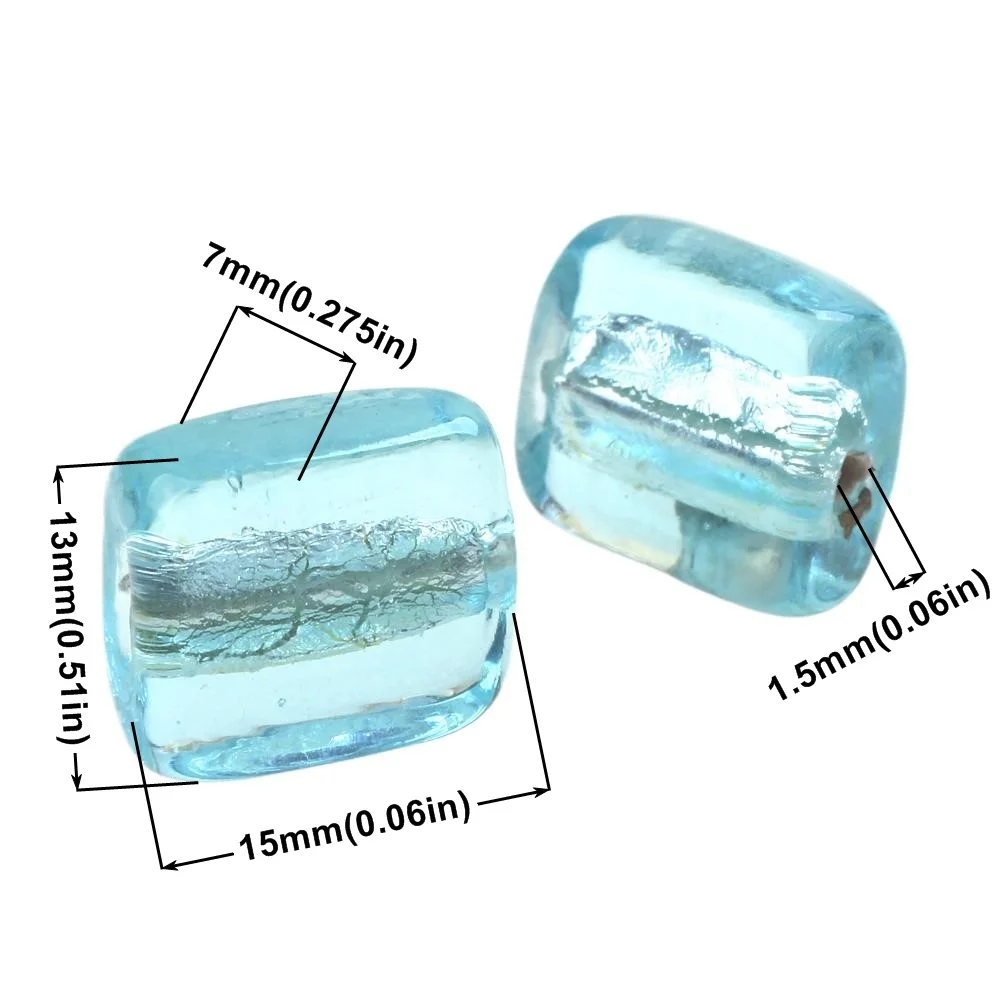 4 шт./лот квадратной формы стеклянные бусины из фольги лэмпворк ручной работы