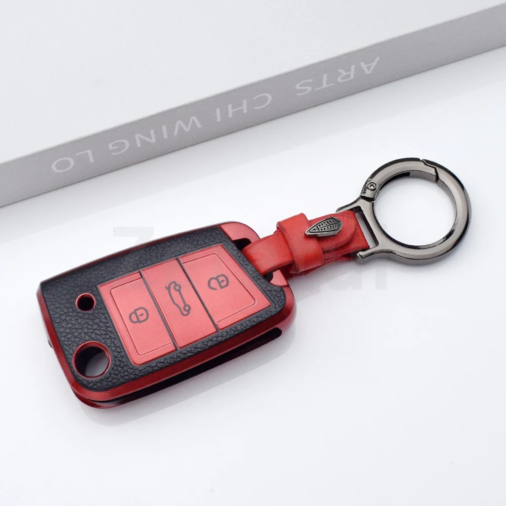 

3-кнопочный кожаный чехол для автомобильного ключа из ТПУ для Volkswagen VW Golf 7 ALLTRACK MK7 Tiguan SEAT Ateca Leon Ibiza Skoda Octavia
