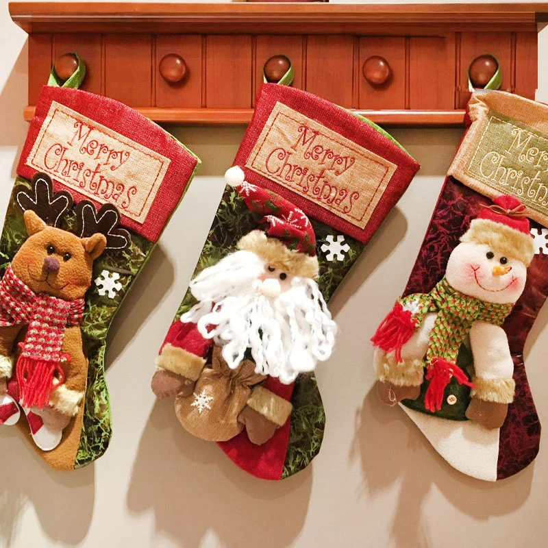 

Christmas Socks Gift Bag Christmas Decorative Socks Christmas Eve Christmas Gift Children Christmas Tree Pendant Candy Bag
