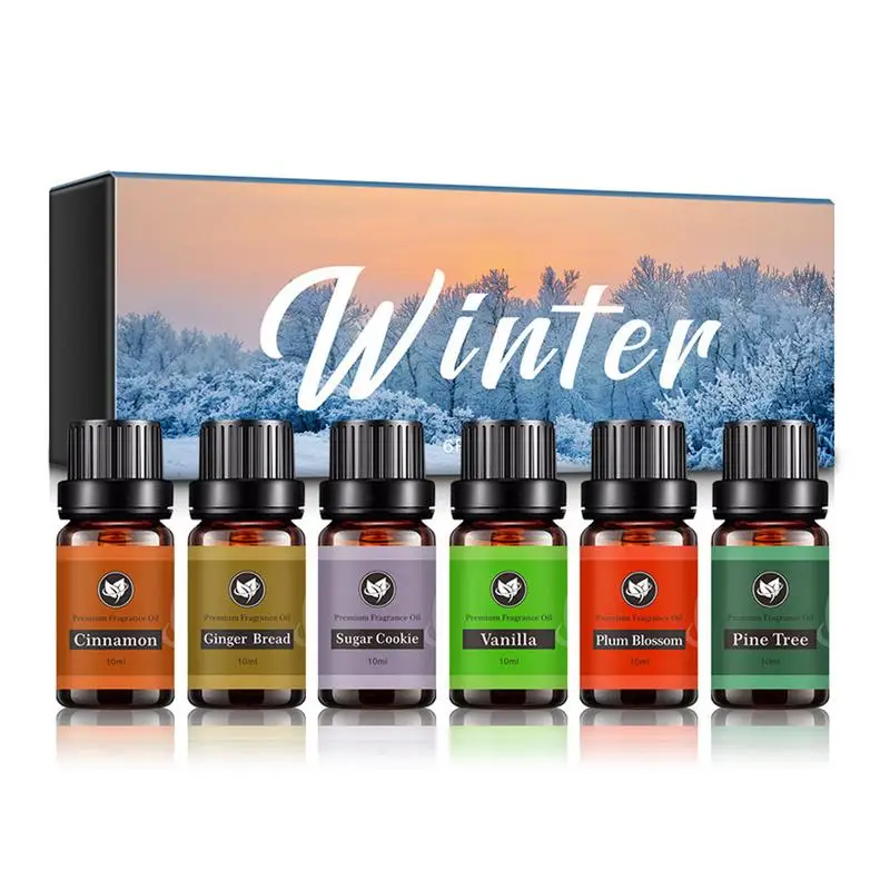 

Winter Oil Set Aromatherapy Massage Oils 6Pcs Fragrance Oils For Diffusers Home Care Candle Making Scents Fragrance Aromatherapy