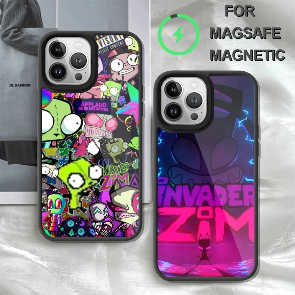 Чехол I-Invader Z-Zim TV для iPhone 14 13 12 11 15 Pro Max Plus Mini Magsafe чехол беспроводной зарядки