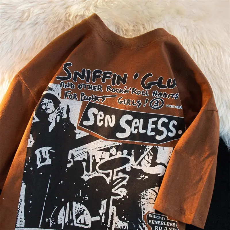 Футболка оверсайз с коротким рукавом уличный Топ в стиле хип-хоп круглым вырезом