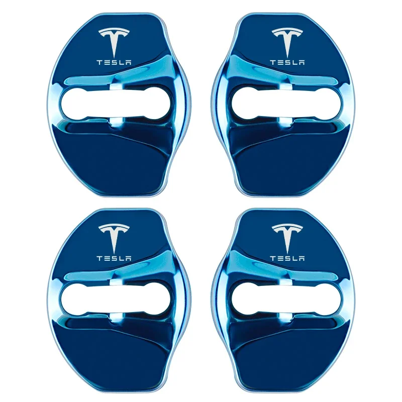 

4 шт., металлические защитные наклейки на дверной замок автомобиля для Tesla model 3 model X Y, автоаксессуары