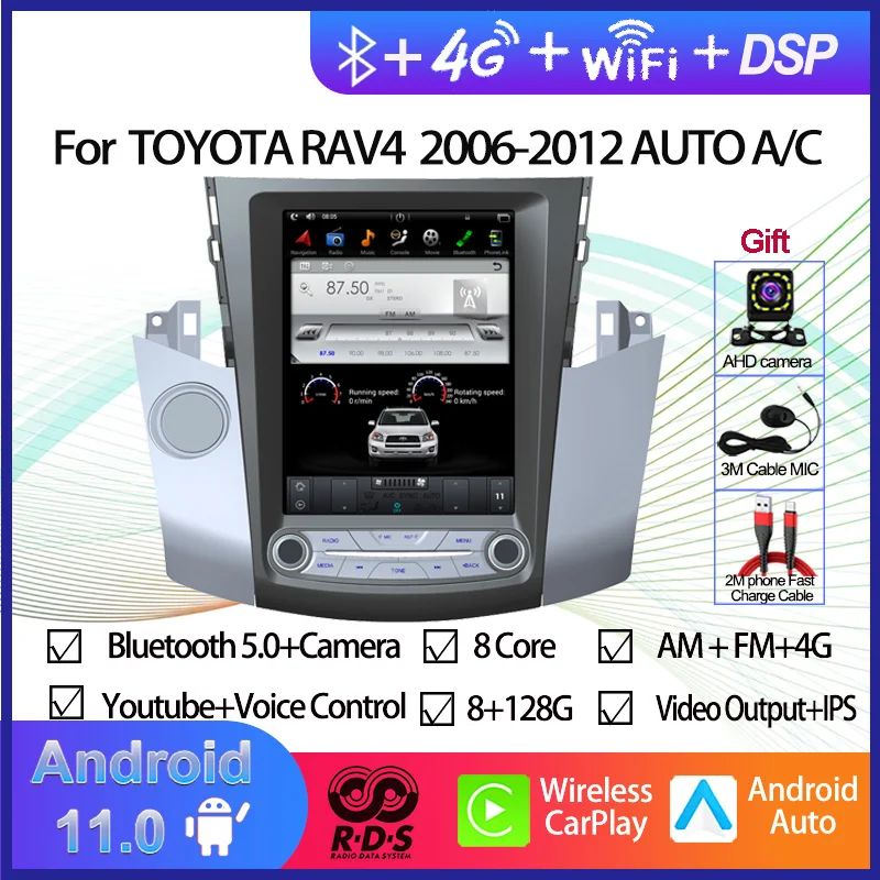 

Tesla Style Screen Android 11 Car GPS Navigation For TOYOTA RAV4 2006-2012 AUTO A/C Auto Radio Stereo Multimedia Player