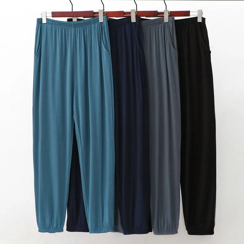 Fdfklak Loose Men's Pajamas Pant Spring Autumn Modal Casual Home Pants Relaxed Lounge Wear Pocket Male Trousers 4XL 5XL 6XL