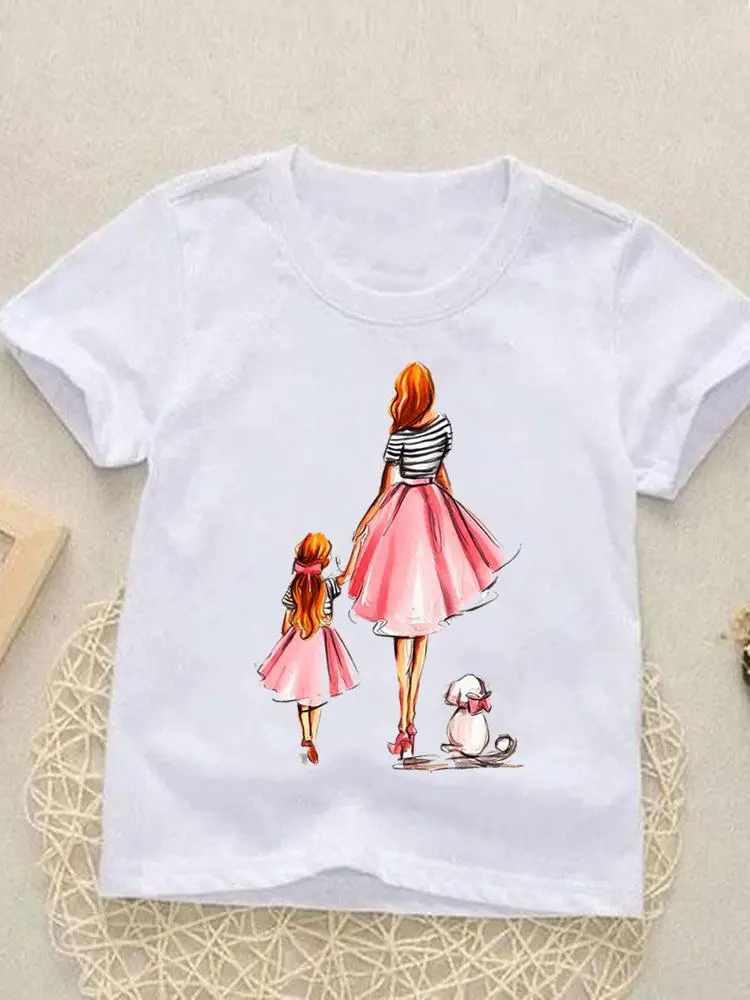 

Футболки с принтом, топы, модная детская одежда с коротким рукавом для мамы, любви, девочек и мальчиков, летняя детская одежда с круглым выре...