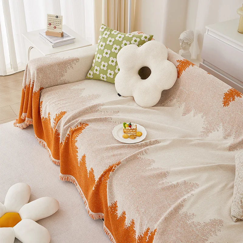 Полотенце для дивана с рисунком дерева из синели кисточкой чехол гостиной одеяло