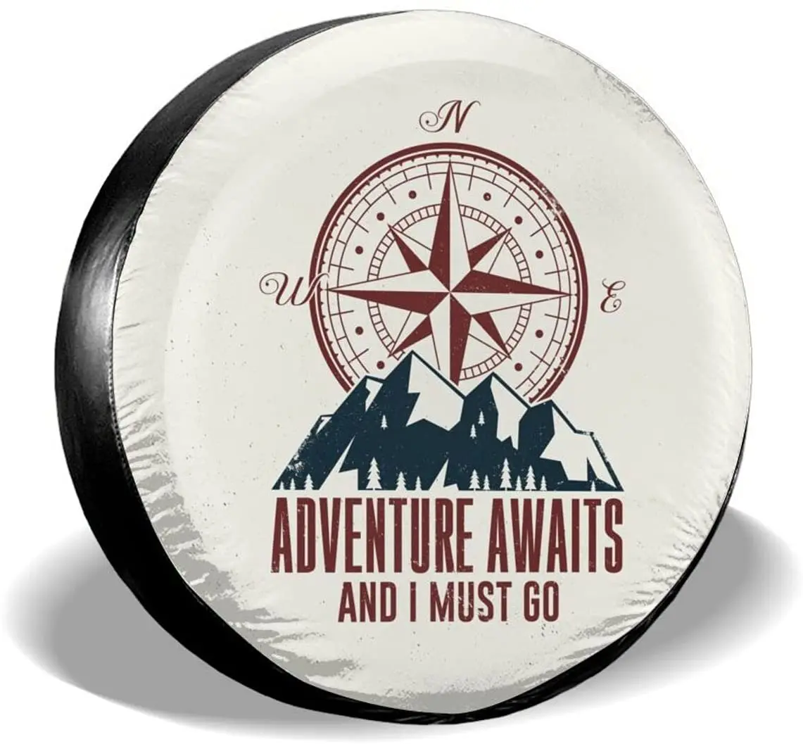 

Adventure Awaits and I Must Go Spare Tire Cover Wheel Protectors Weatherproof Universal for Trailer Rv SUV Truck Camper Travel T