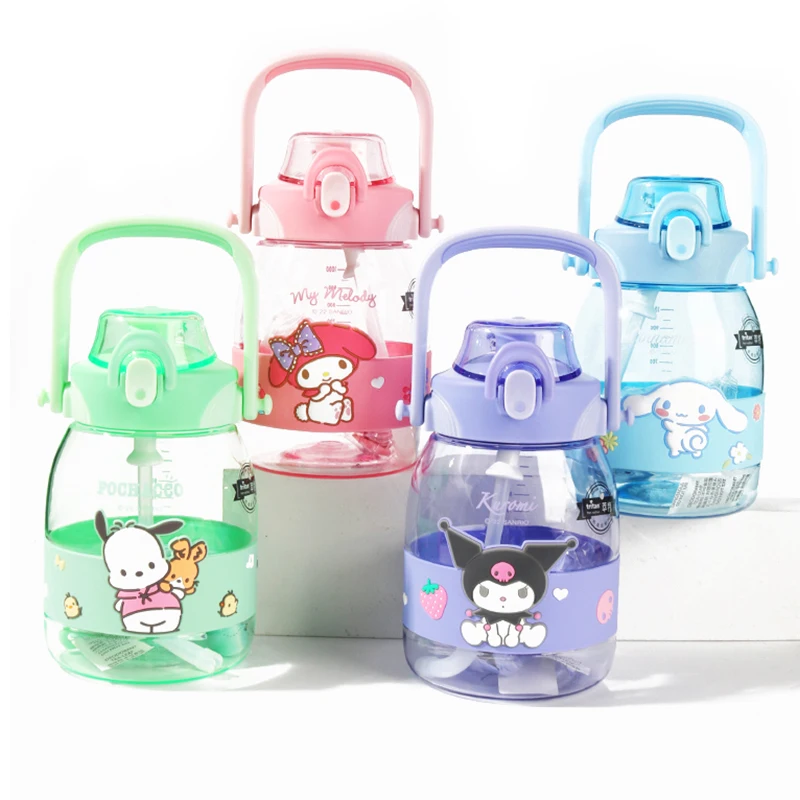 

1200 мл Sanrios Cinnamoroll Mymelody kawaii аниме мультфильм бутылка для воды с соломинкой большой емкости Tritan бутылка для воды для улицы