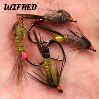 wifreo 4pcs gold ribbed hares ear fly grayling trout fishing fly 12 barbless hook soft hackle trout nymph dropper flies lure