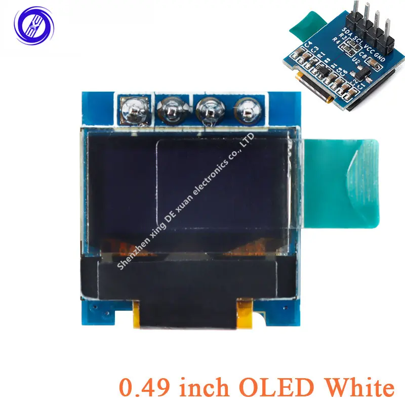 

Органический светодиодный дисплей 0,49 дюйма, OLED-экран 0,49 дюйма, модуль дисплея 64x32 SSD1306, Белый ЖК-экран, модуль органического светодиода 64*32