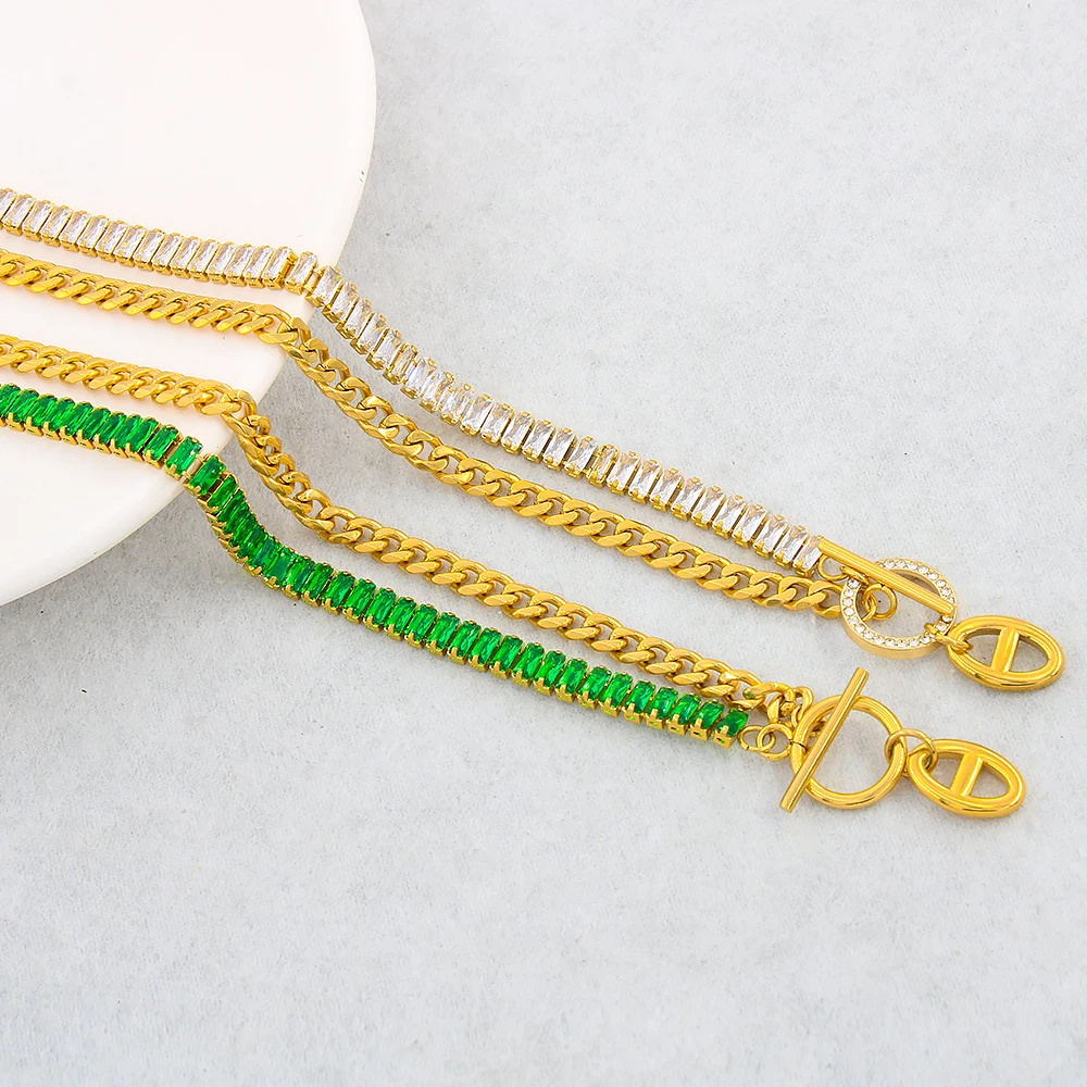 

Fashion Cuban Pig Nose DIY Pendant Necklace Men Gold Color Square Zircon Chain Women Jewelry Hollow Coffe Seed Choker YS315