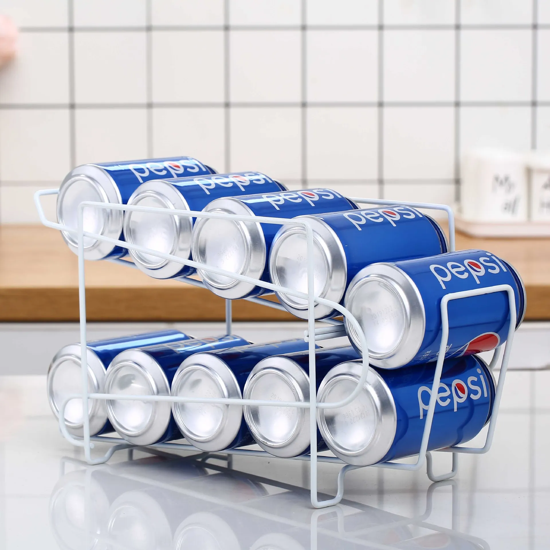 

Kitchen Refrigerator Drink Beer Cola Cans Storage Rack Double-layer Finishing Shelf Beverage Cans Storage Rack Kitchen Tools