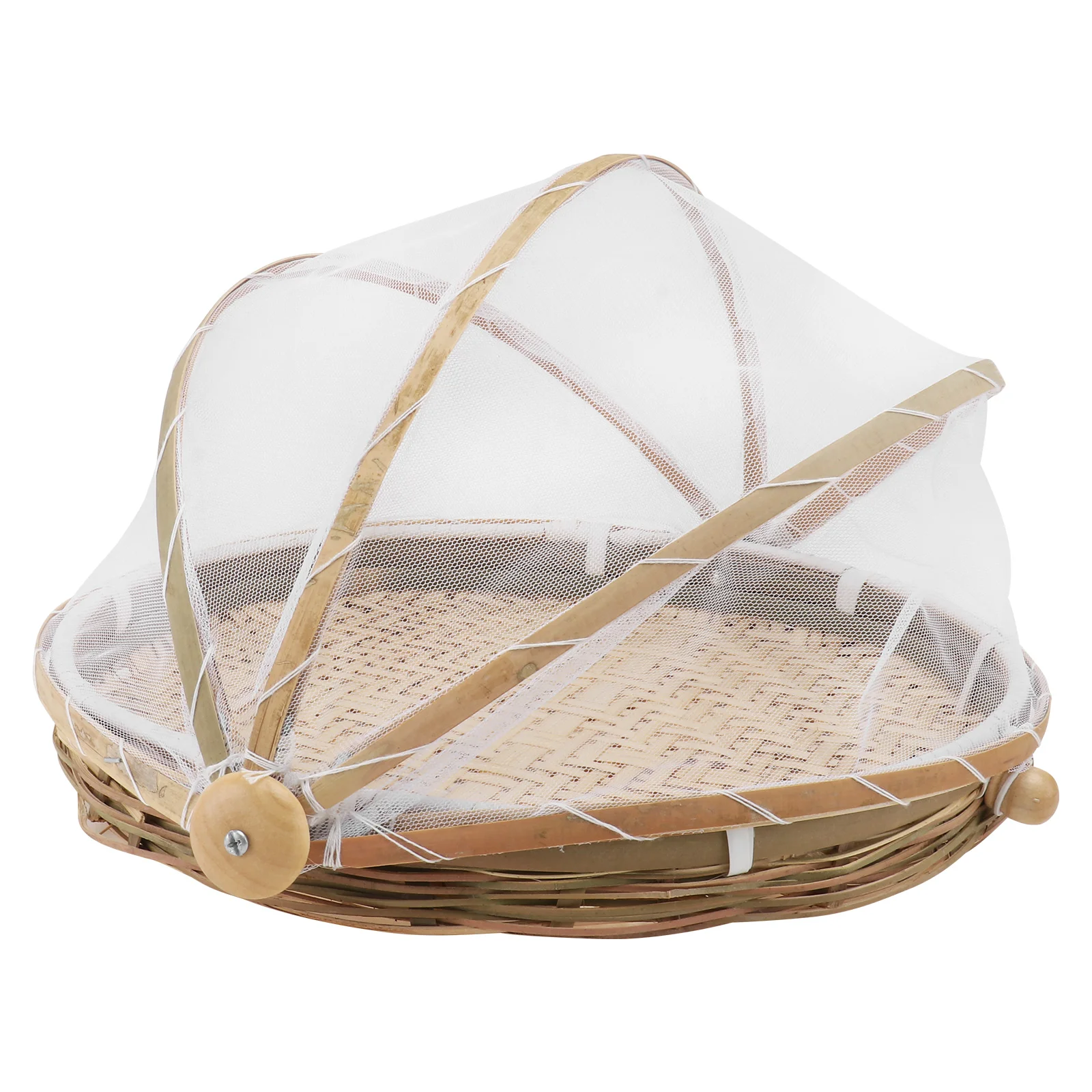 

Basketbamboo Serving Woven Tent Cover Tray Bread Wicker Baskets Storage Fruit Rattan Picnic Screen Flat Covered Mesh Round Hand