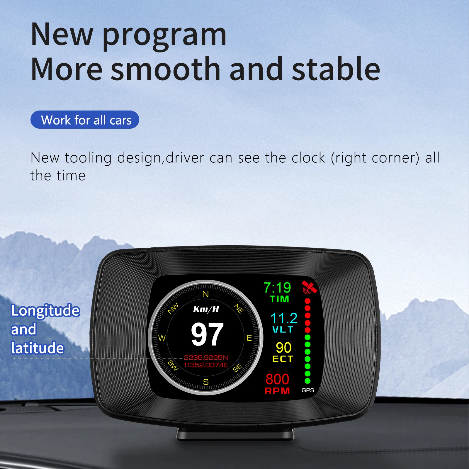 P13 автомобильный HUD OBD2 GPS двойная система Цифровой Автомобильный спидометр двигатель температура турбо давление электронные аксессуары Дисплей Головы вверх