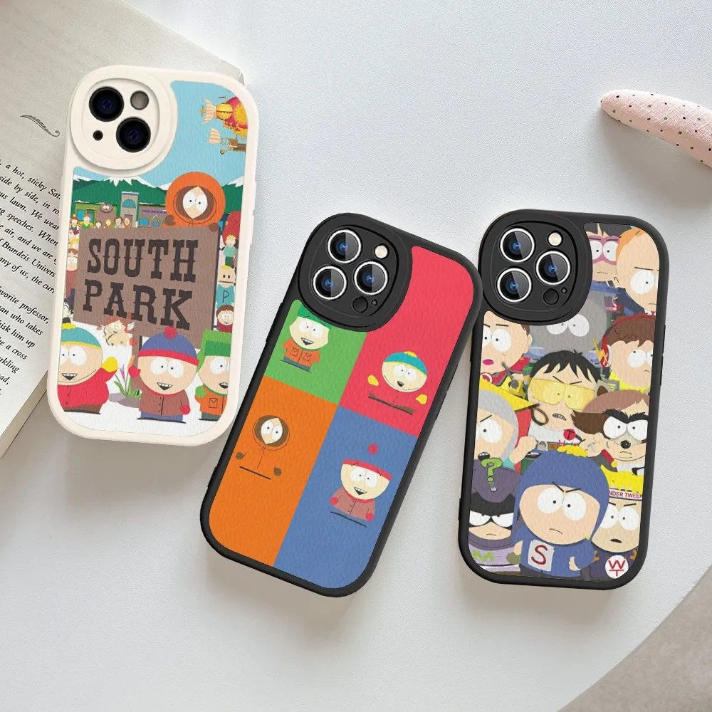 

S-South Cartoon P-Parks Phone Case Hard Leather For iPhone 14 13 12 Mini 11 14 Pro Max Xs X Xr 7 8 Plus Fundas