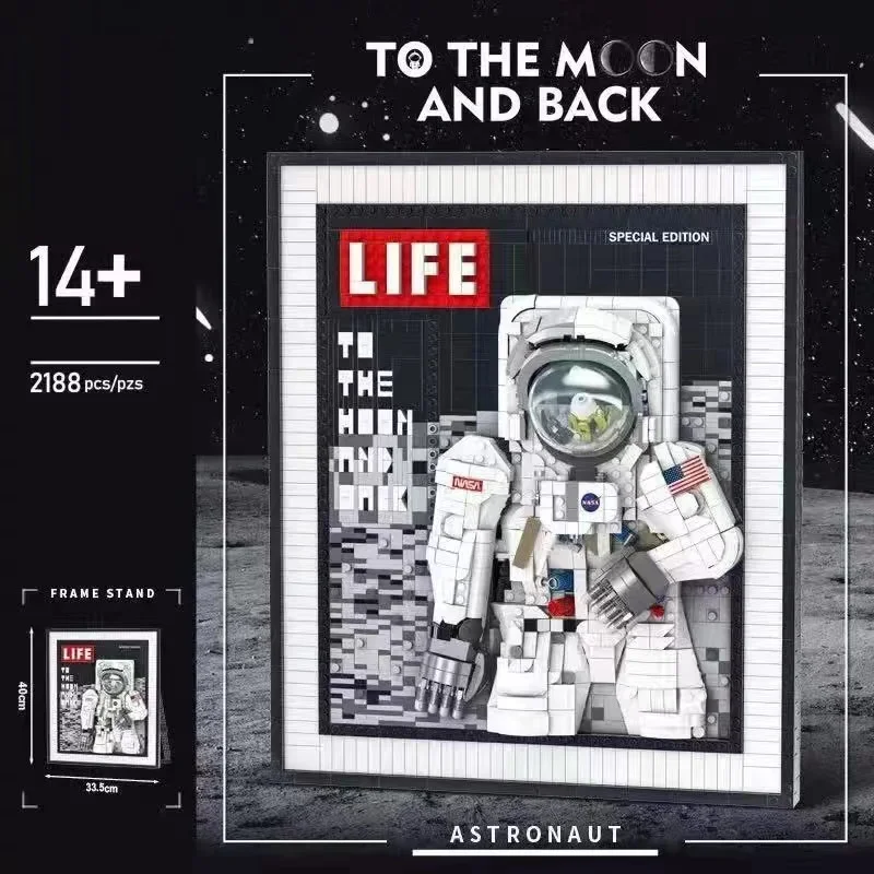 

MOC ideas Armstrong 3D Spaceman Building Blocks Bricks photo frame Astronaut model Educational Kids Toy gifts for children