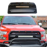Off Road Car Parts ABS Matte Black Front Upper Bumper Grille Grill For Ford F150 F-150 2015 2016 2017 With LED Lights Bar