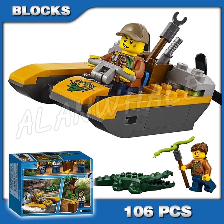 

106 шт. стартовый набор городских джунглей, лодка, дерево Explorer Snake 10708, строительные блоки, игрушечные кирпичи, совместимые с моделью