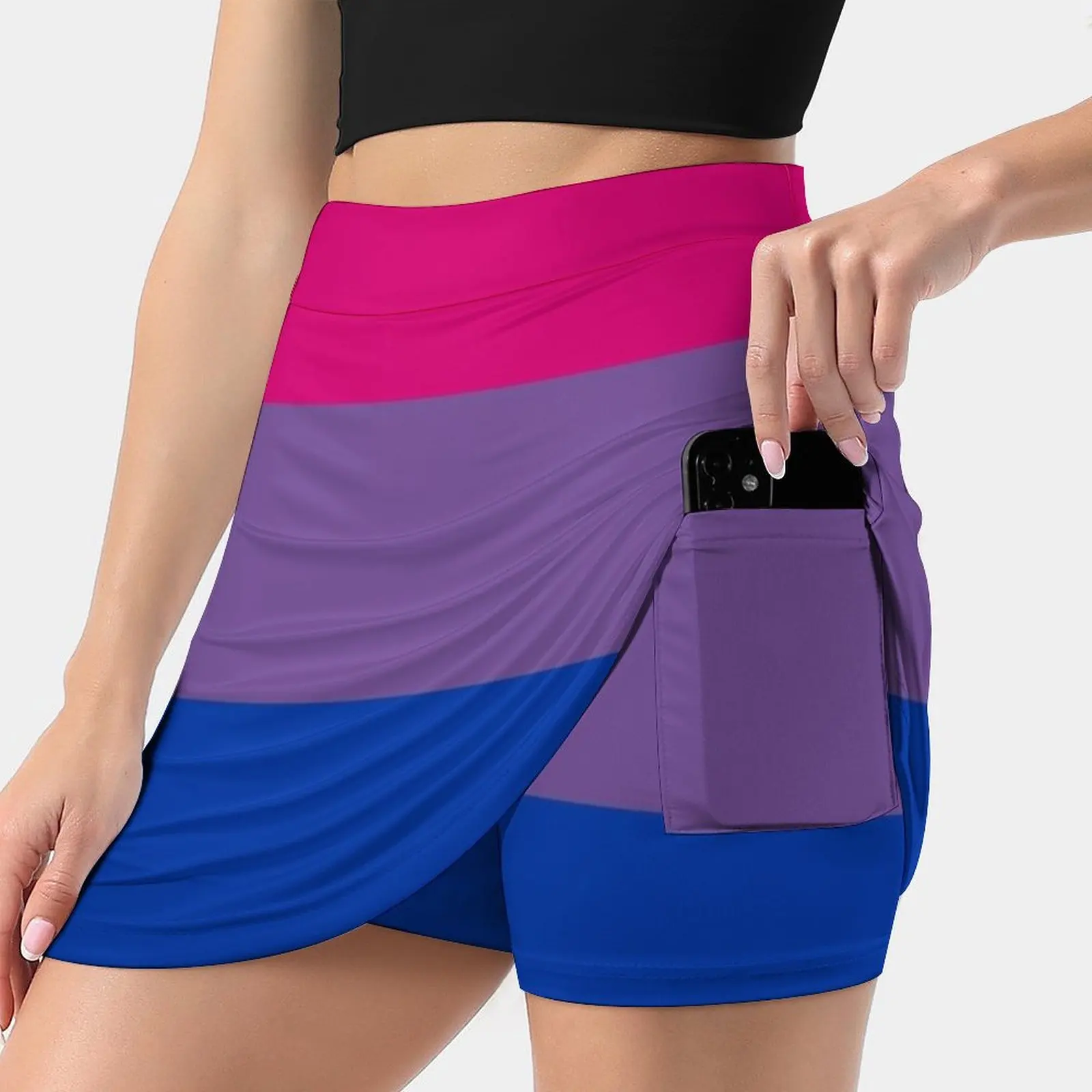 

Bisexual Pride Flag Women's skirt With Hide Pocket Tennis Skirt Golf Skirts Badminton Skirts Running skirts Q Qia Bi Bisexual