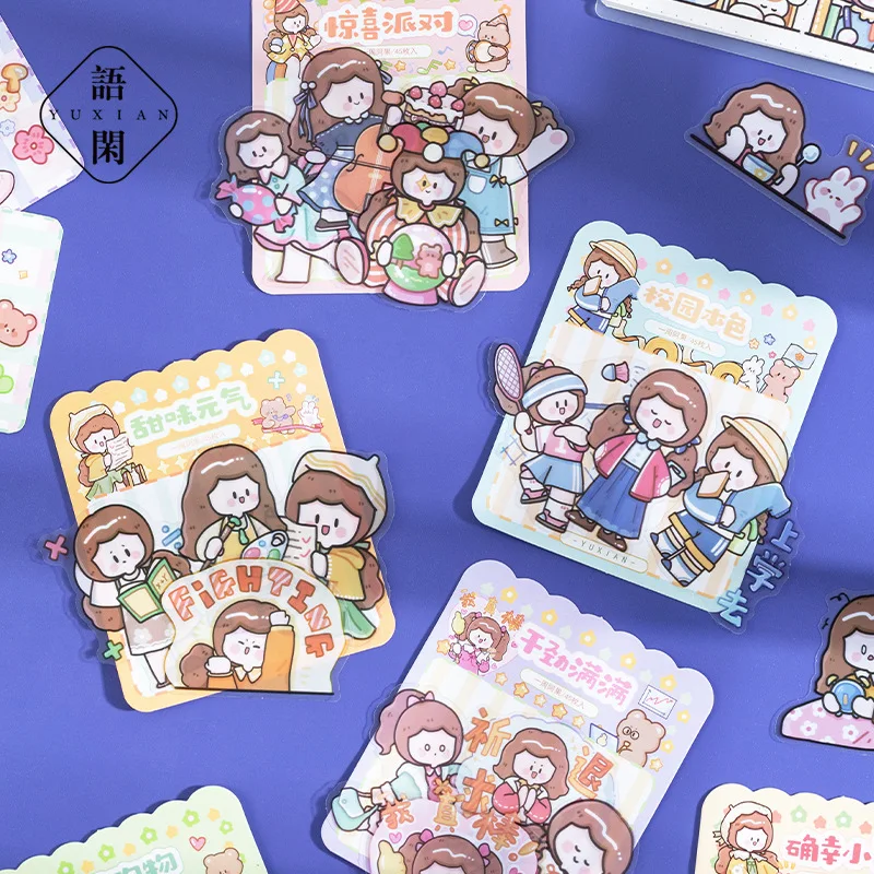 

45 шт., милые канцелярские наклейки «назад на неделю»