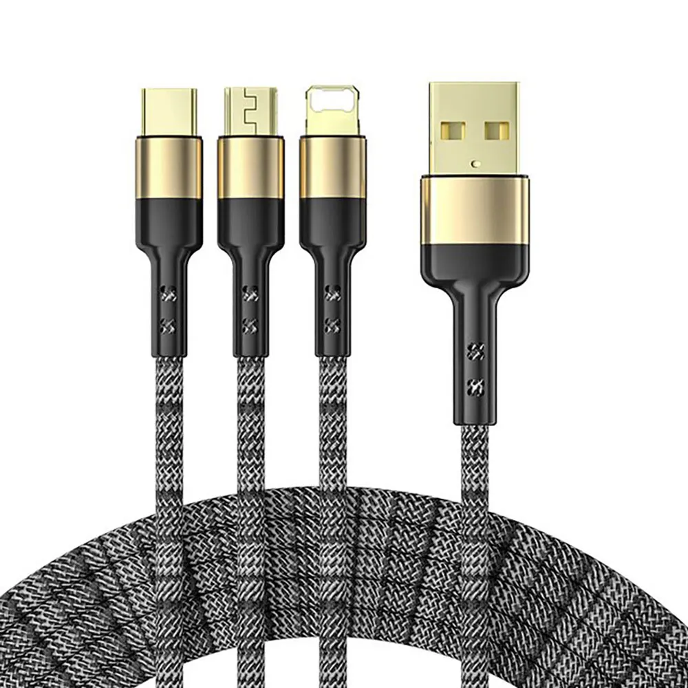 

USB 3 in 1 Charging Cable Support Data Transmission Wire Compatible with Lightning Type-C Micro Ports Power Cord Support Xiaomi