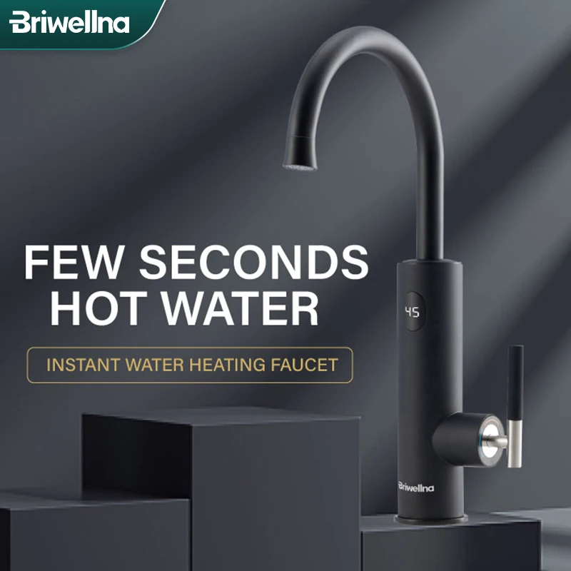 Briwellna Electric Water Heater 220V Flowing Heater Kitchen Faucet 2 in 1 Tap Tankless Water Heating Mixer Electric Geyser
