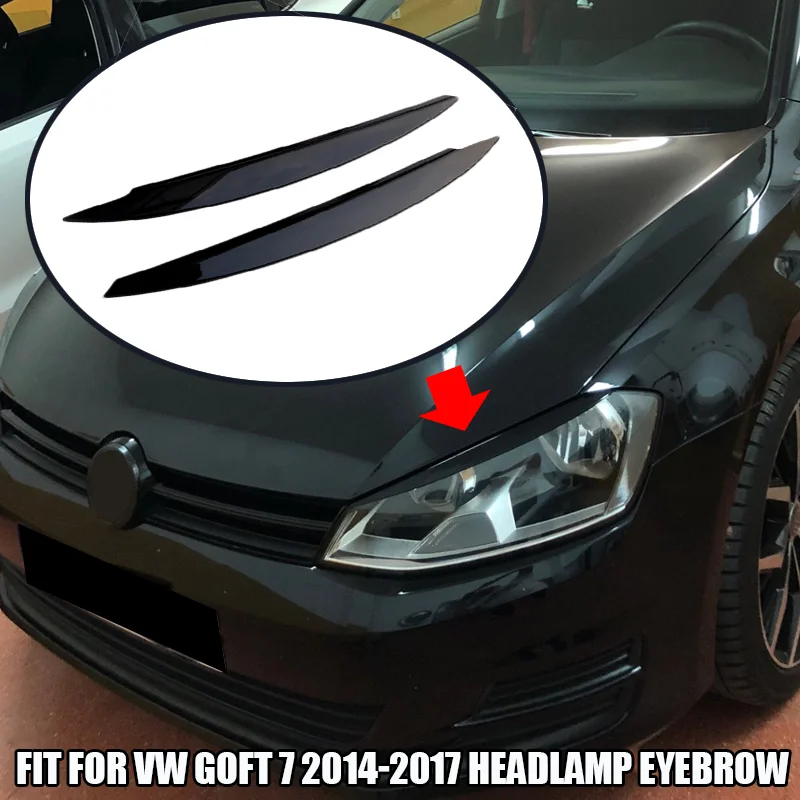 

Аксессуары для VW, налобный фонарь Goft 7 2014 2015 2016 2017, налобный фонарь для век бровей, декоративная отделка, глянцевое черное углеродное волокно