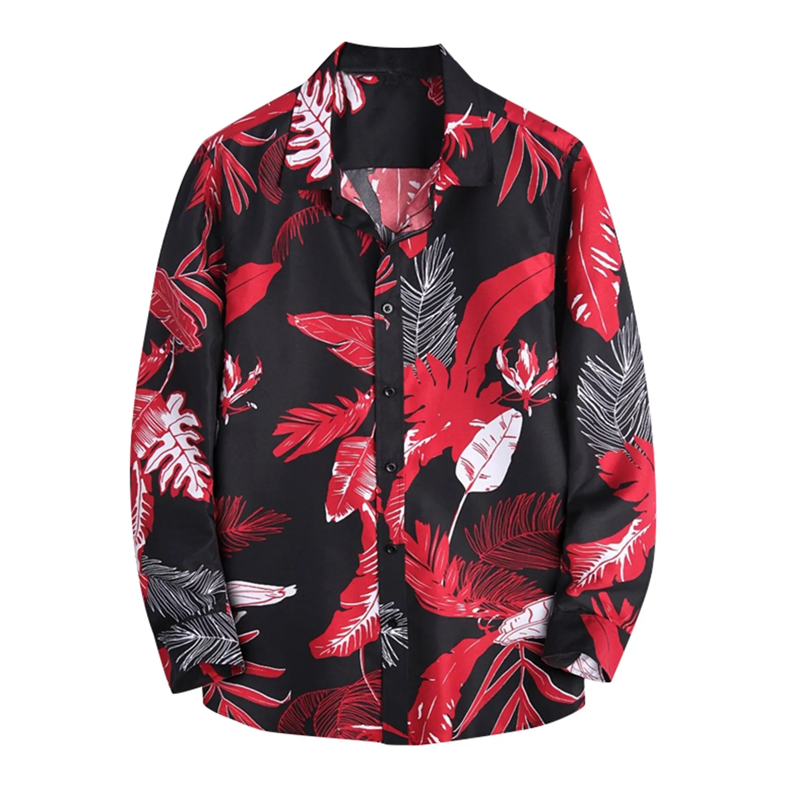 

Autumn Winter Shirt Men Casual Lapel Full Leaves Print Shirts European American Style Plant 3d Digital Print Men's Clothes