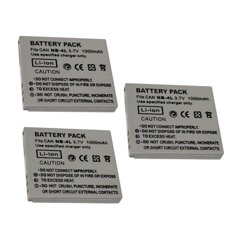 

Banggood 3.7V 1000mAh NB-4L NB4L Camera Battery for Canon IXUS 30 40 50 55 60 65 80 100 PowerShot SD1000 1100 SD780 SD960 CNB-4L