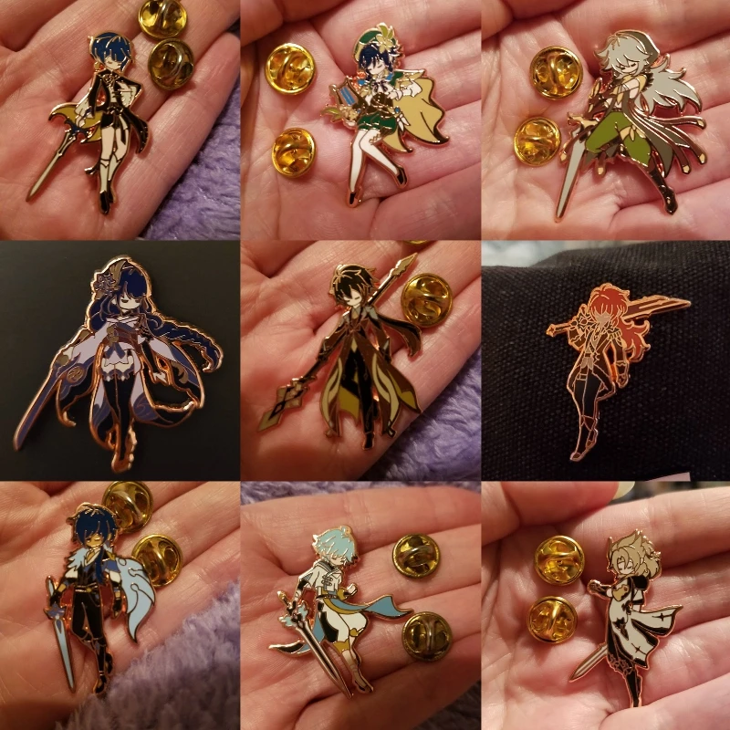 

Брошь на лацкан Genshin Impact Raiden Shogun Hutao с эмалью и мечом