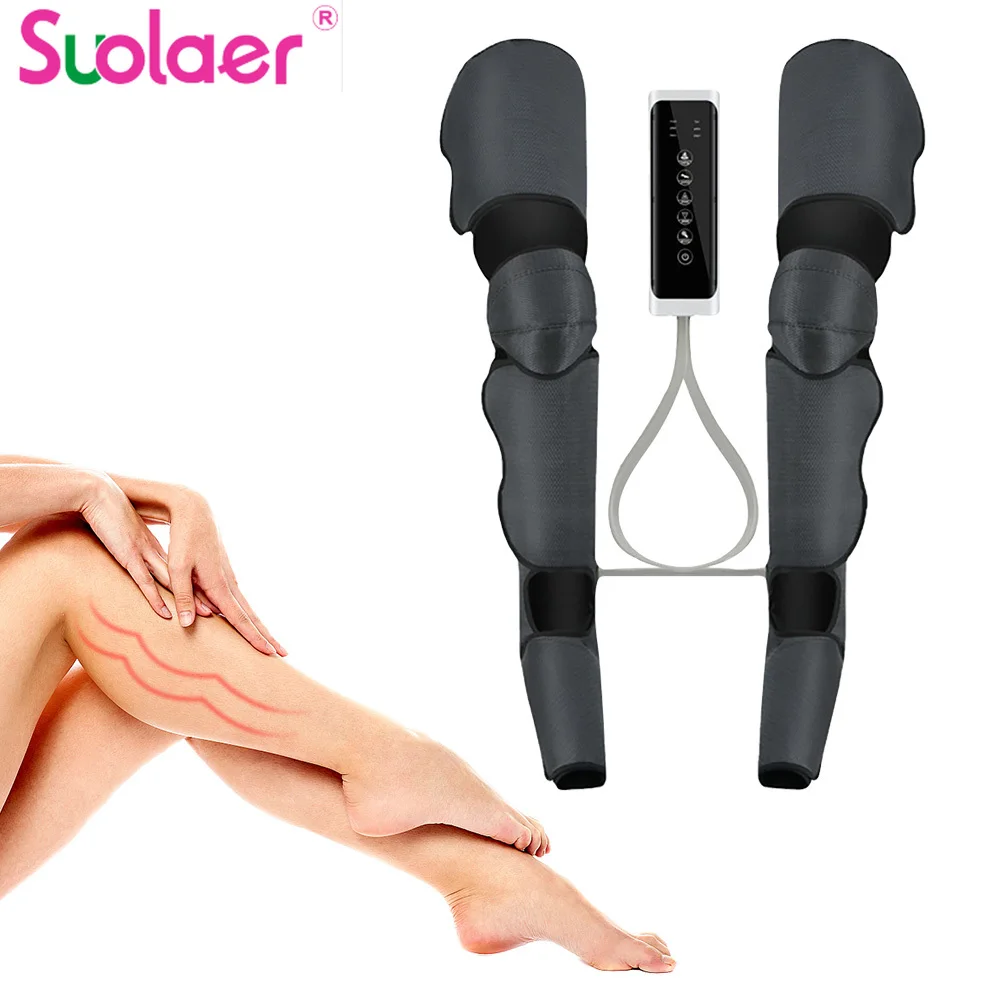 

Air Compression Leg Foot Massager Hot Compress Therapy Calf Feet Thigh Massage Pneumatic Air Wraps 3 Modes Promote Blood Relax